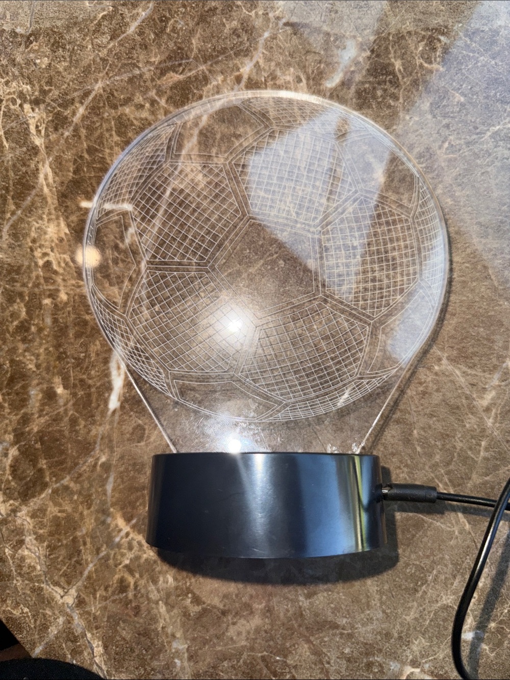 Black LED Soccer Globe Accent Lantern - Unbranded